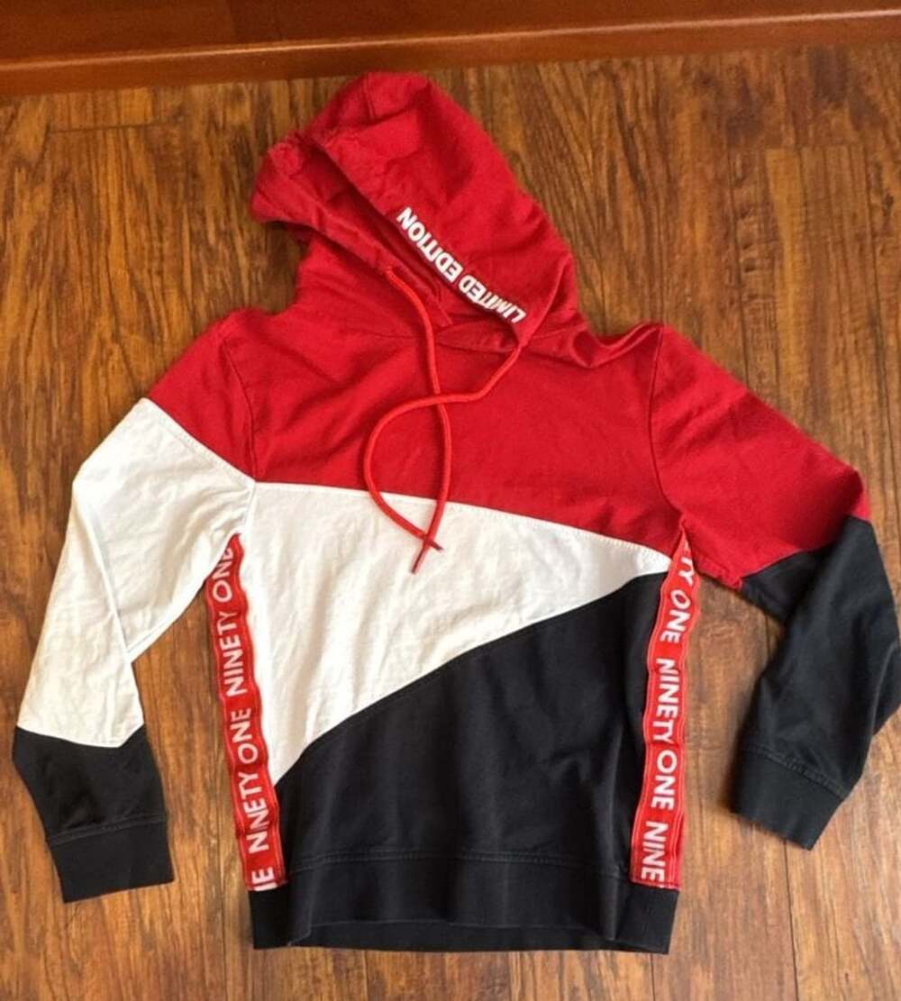 Mio's New York Colorblock Hoodie Size XS Red White Black